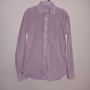 Jeremy Argyle men's gingham blue and red button-up shirt long sleeve …
